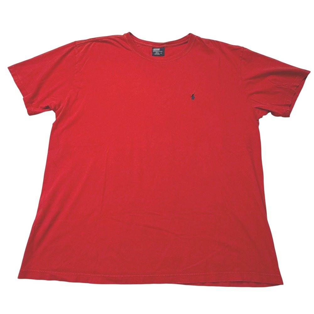 Polo Ralph Lauren Vintage Red Crewneck T-Shirt Embroidered Pony Logo Size L 90s